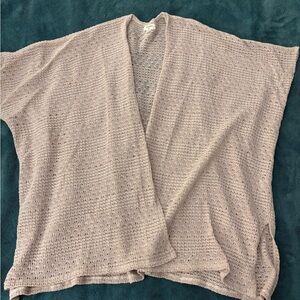 Cost Plus World Market Cream Open Knit Poncho